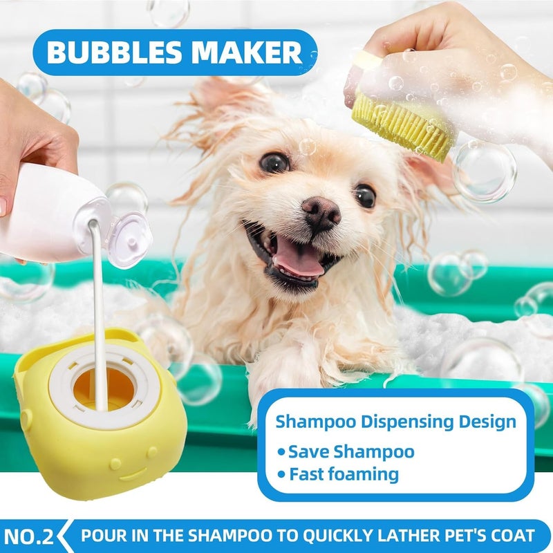KUEIOX Bath Grooming Kit with Hair Brush, Towel & Scrubber Gloves - 6-in-1 Slicker Brush for Shedding Dogs & Cats, Blue - Image 3